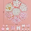 Nail Charms, Flower Bow Manicure Kit, Pink White 3D Cute Flower and Bow Nail Charms, 3D Acrylic Flowers Nail Gems with White Half Pearls Nail Art Decoration