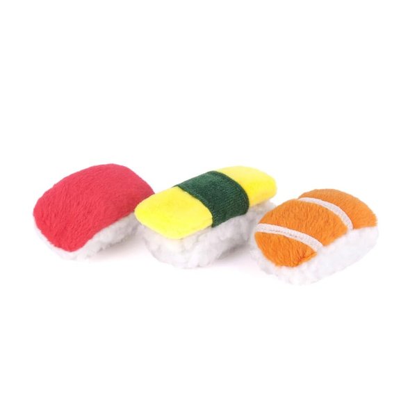 P.L.A.Y. Cute Cat Toys - Feline Frenzy Sushi Food Themed Catnip Filled Toy, Great for Adult Cats and Kittens - Machine Washable, Double Stitched, Recycled Materials, Crinkles (Sassy Sushi, Set of 3)