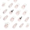 IMSOHOT Coffin Press on Nails Medium French Tips Fake Nails Clear Glossy False Nails with Metal Skull & Cross Designs Silver Flame Ballerina Acrylic Nails Glue on Nails for Women 24Pcs