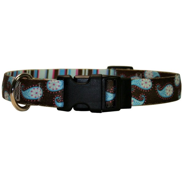 Yellow Dog Design Standard Easy-Snap Collar, Brown Paisley, Extra Small 8" - 12"