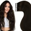 LaaVoo Dark Brown Tape in Hair Extensions Human Hair 28 Inches Brown Tape ins for Black Women Human Hair Silky Straight 20pcs/65g