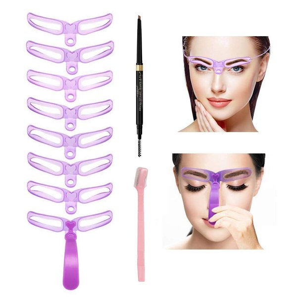 Eyebrow Stencil,12 Eyebrow Shaper Kit,Reusable Eyebrow Template with Strap & Eyebrow Razor,Washable,for Beginners and Professionals with 1 Eyebrow Pencil (Coffee Eyebrow Pencil)