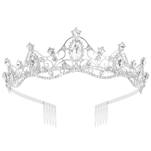 Didder Silver Princess Crown Birthday Tiara Prom Queen Tiaras and Crowns for Women and Girls Bridal Wedding Headband with Combs Halloween Costume Hair Accessories