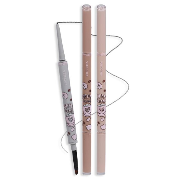 VEECCI Waterproof Eyeliner Pencil - Highly Pigmented, Smudge-Resistant, and Ultra-Fine Tip for Precise Eye Makeup - Built-in Brush for Easy Application - Ideal for Eyelid(01 Black)