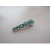 Smaller turquoise blue stone and silver metal alligator hair clip medium thin