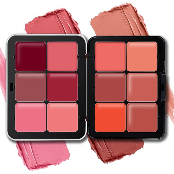 HOSAILY 12 Colors Cream Blush Palette Matte Blush Contour and Highlight Blush Palette Waterproof and Long Lasting Blush Cream Makeup Palette