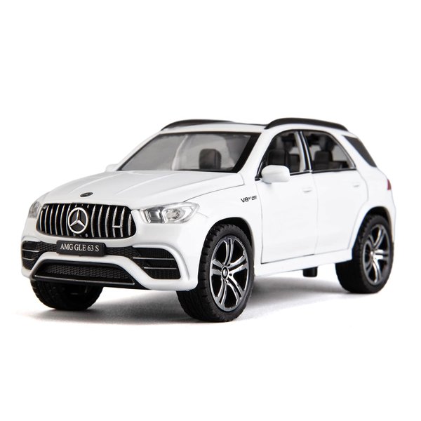 WAKAKAC Benz GLE63S AMG Model Car 1/32 Alloy Diecast Pull Back Toy Car with Light and Sound Model Vehicle for Boys Girls Gift(White)