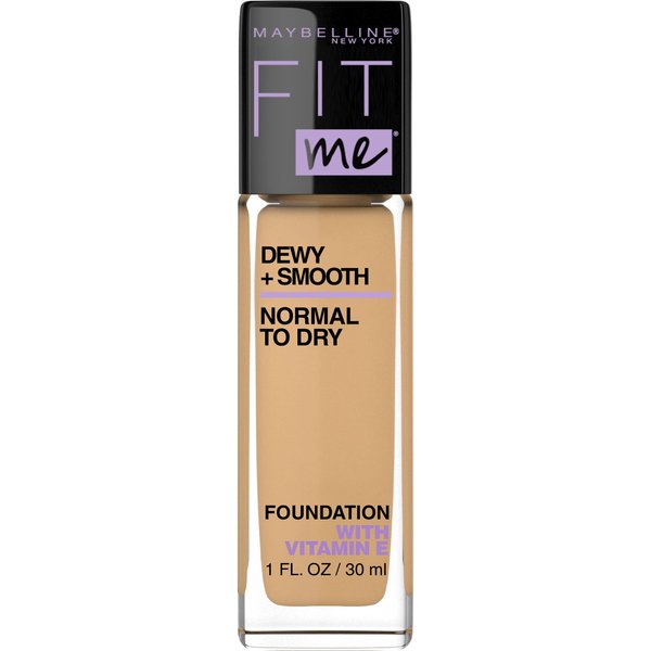Maybelline New York Fit Me Dewy + Smooth SPF 18 Liquid Foundation Makeup, Natural Beige, 1 Count