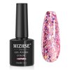 MIZHSE Glitter Gel Nail Polish Pink Sparkly Diamond Holographic Effect Soak off UV LED Nail Gel Polish Chunky Gel Home DIY Nail Salon Nail Art Design