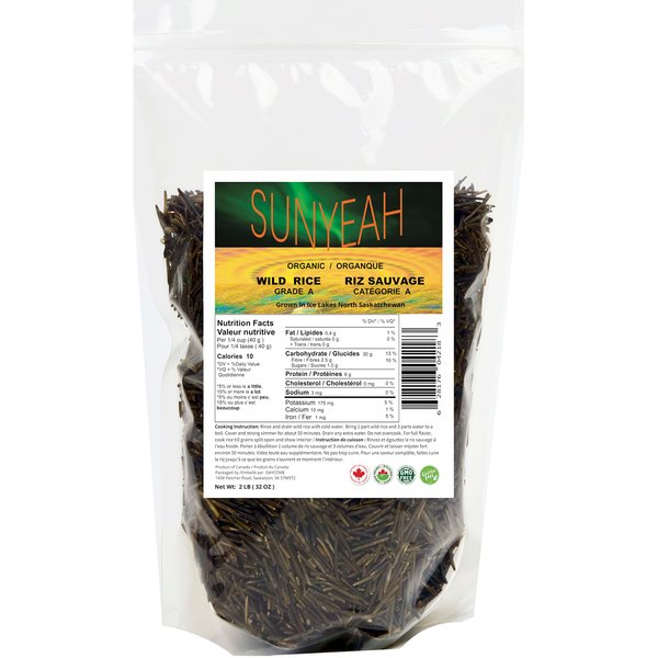 Canadian Wild Rice Organic - 2 LB, Grade A, Full Grain（10-15mm), Canadian North Saskatchewan Organic Ice Lake Harvest Wild Rice, Long Grain Wild Rice, NO-GMO, Gluten free, Vegan