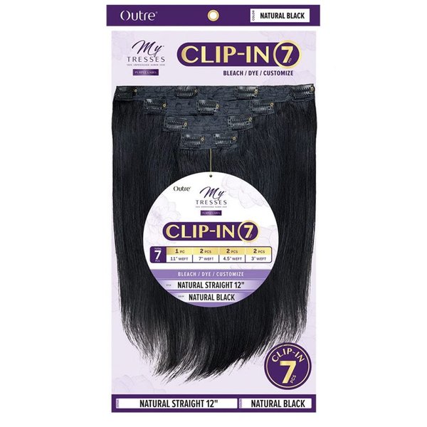 Outre My Tresses Purple Label CLIP-IN 7PCS Straight Style Unprocessed Human Hair Pieces - PURPLE LABEL NATURAL STRAIGHT 16 (NBRN)