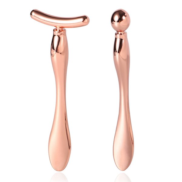 Pimoys 2 Pcs Metal Eye Cream Applicator Face Roller Massager Tool,Eye Massage Wand Stick Women for Facial Massager for Reducing Puffiness Wrinkle Gift for Women
