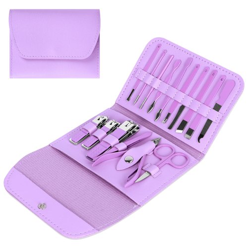 Kowca 16-Piece Manicure Set Nail Clippers Nail Kit Nail Tools Grooming Kit Nail Clippers for Men and Women Nail Cutter Pedicure Tools for Feet with PU Leather Case Manicure Set Dollar