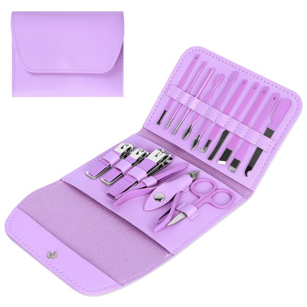 Kowca 16-Piece Manicure Set Nail Clippers Nail Kit Nail Tools Grooming Kit Nail Clippers for Men and Women Nail Cutter Pedicure Tools for Feet with PU Leather Case Manicure Set Dollar