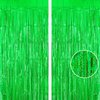 Green Tinsel Foil Fringe Curtain Backdrop, 3.3 x 8.2 ft Metallic Glitter Curtain Streamers, 2 Pack Green Photoboth for Birthday St Patrick's Day Christmas Party Decorations