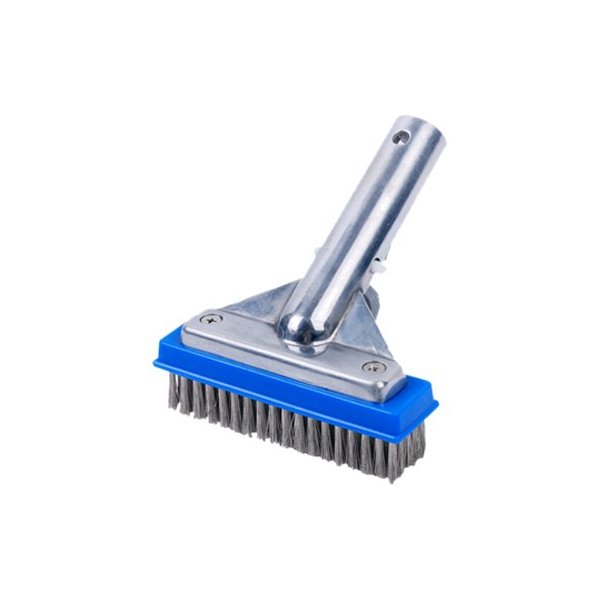 Pooline 5" Pool Brush with 5" Aluminum Back and Handle- Stainless Steel Bristles - Blue Brush Body