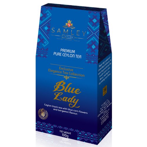 Samley Tea Blue Lady Flavored Ceylon Black Tea Loose Leaf Blend with Blue Cornflowers, Bergamot and Earl Grey Flavor, Luxury Gourmet Premium Gourmet Tea Gifts for Women and Men, 100g