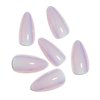 24Pcs Chrome Press on Nails Medium Long Almond Fake Nails Pink Glazed Glossy Designs Full Cover Stick on Nails with Glue Reusable Artificial Acrylic False Nails for Women Manicure Decorations Tips