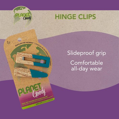 Planet Goody Hinge Hair Clips - 2 Count, Blue - Slideproof Grip to Style With Ease - Hair Accessories for Men, Women, Boys & Girls - For All Hair Types - Made with Plant Based Materials