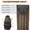 Atbering Clip in Hair Extensions, Seamless Clip in Hair Extensions Real Human Hair for Women, Thick Dark Brown Mixed Chestnut Brown Hair Extensions Clip ins Full Shine 16inch 115g 7pcs