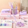 13 in 1 Purple Gift Office Supplies Set, Purple Stapler and Tape Dispenser Desk Accessories for Women with Stapler,Tape Dispenser,1000 Staple,Pen Holder,Staple Remover,Clip,Ruler,Scissor, Tab,Tape,Pen