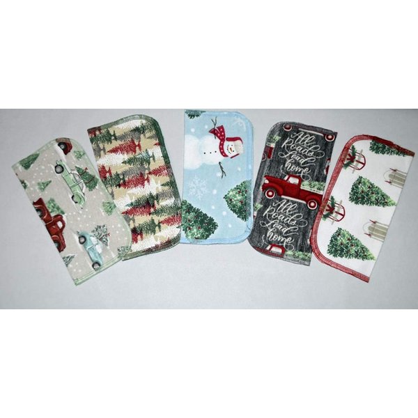 1 Ply Holiday Joy Washable Napkins 8x8 inches 5 Pack - Little Wipes (R) Flannel