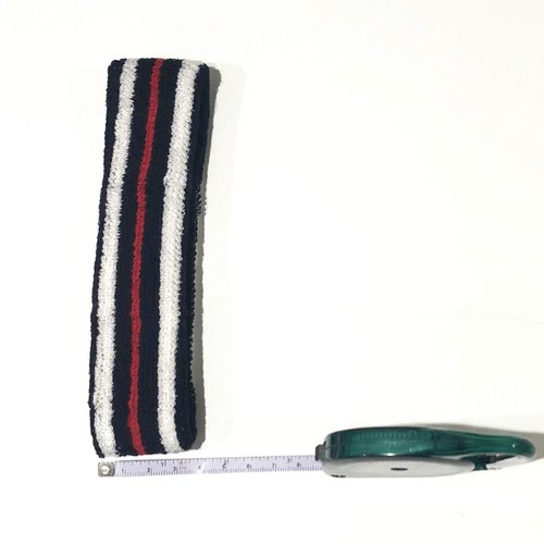 COUVER 1.4" Tall Thin Tennis/Tenenbaum Costume Headband Head Sweatband(1 Piece) (Thin Navy-White/Red/White, one Size Circumference with thinner Band)