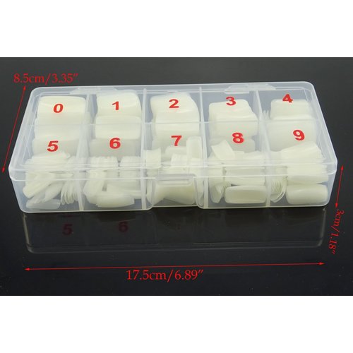 Yueton Pack of 500 Natural Color Full Cover UV Gel False Fake Nail Art TipsNail Tips DIY Design+ Box