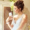 Karenhi 3 Pcs Wedding Bride Gift Set Include 6 oz Stainless Steel Wine Tumbler Bride Letter Cosmetic Toiletry Bag Silk Scrunchies Letter Patches Makeup Bag Hair Tie Wedding Gifts(Bride+Bride)