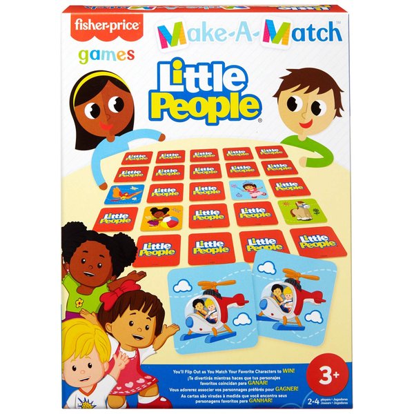 Mattel Games Make-A-Match Card Game with Fisher-Price Little People Theme, Multi-Level Rummy Style Play, Match Colors, Pictures & Shapes, 56 Cards for 2 to 4 Players, for Kids Ages 3 Years & Older