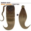 Lacerhair Human Hair Ponytail Hair Piece Balayage Dark Brown to Light BrownRemy Human Hair Wrap Around Ponytail Hair Extensions with Magic Paste 14 Inch 70g