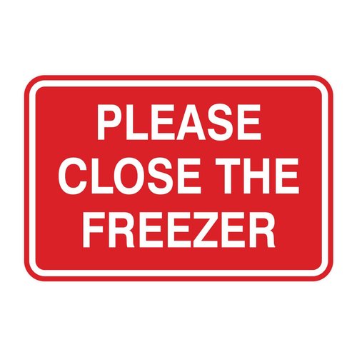 Signs ByLITA Classic Framed Please Close The Freezer Door or Wall Sign | Eco-Friendly Home Sign (Red) - Small