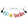WeBenison 60 Rocks Birthday Banner Rock and Roll Music Theme 60th Birthday Banner / 60's Rock Guitar Birthday Party Decorations Glitter (60)
