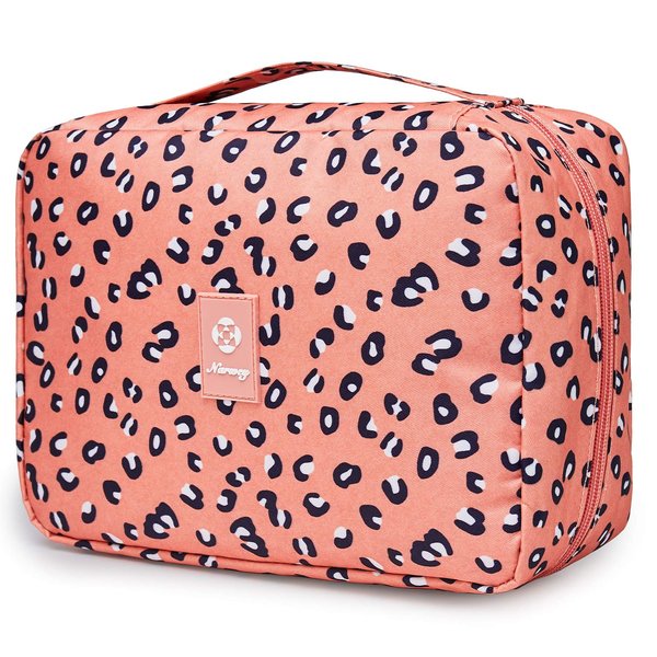 Narwey Hanging Travel Toiletry Bag Cosmetic Make up Organizer for Women Waterproof (Leopard)