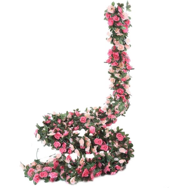 Miracliy 5 Pack 41 FT Fake Rose Vine Flowers Plants Artificial Flower Hanging Rose Ivy Home Hotel Office Wedding Party Garden Craft Art Déco