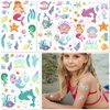 Temporary Tattoos Mermaid for Kids, 80+ Metallic Foil Style Bronzing Fake Tattoos, 4 Sheets Tats | Birthday Party Supplies, Easter Present, Ocean Animal Tattoos for Boy and Girls
