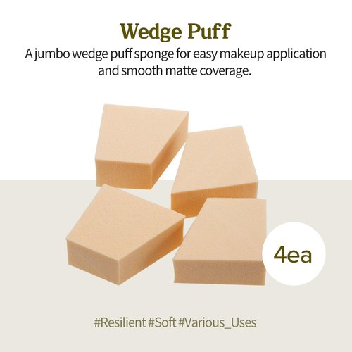 SKINFOOD Wedge Puff Sponges Jumbo Size 12pcs - Blender Beauty Foundation Wedges Blending Sponge - Makeup Wedges - Multi Purpose Cosmetic Applicator Makeup Sponge Blender for Makeup & Concealer