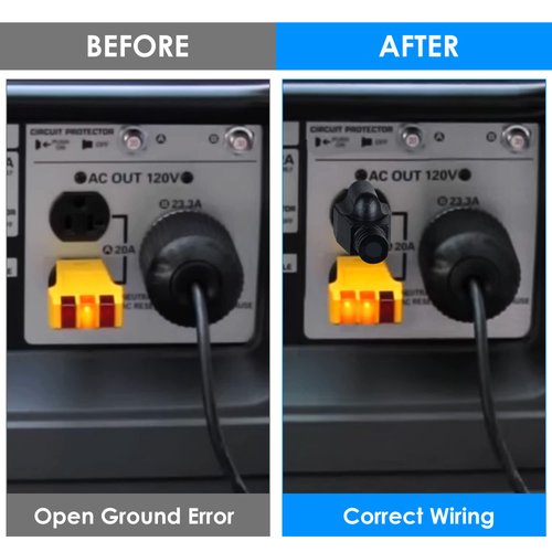 Dreyoo Neutral Ground Bonding Plug for Portable Inverter Generator, Grounding Plug Surge Protector Generator with Floating Neutral on RV, Motorhome, Camper for Open Ground Error(Black, 1 Pack)