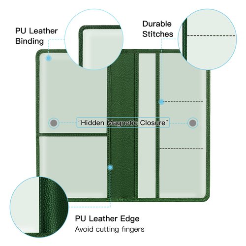 Valardoh Premium Car Registration and Insurance Card Holder, Car Document Holder for Cards, Driver License & other Essential Documents (Dark Green)