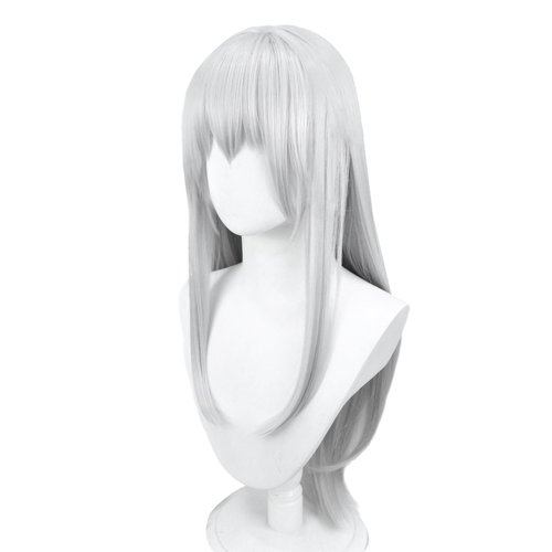 DAZCOS Satoru Women Cosplay Wig with Face Sticker Anime JJK Costume Accessories for Halloween (Silver White)