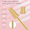 7 Pieces Nail Drill Bit Set, Tungsten Carbide Drill Bit Set, Cuticle Drill Bits Nail Bits for Nail Drill 3/32 Inch for Nail Bit Manicure Pedicure (Gold)