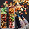 Maple Leave Nail Art Glitter Holographic Leaf Nail Sequin Autumn Nail Flakes Fall Nail Decoration Thanksgiving Nail Accessories Supplies for Women Girls