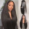 Yaki Straight Lace Front Wigs Human Hair 13x4 Transparent HD Lace Frontal Wig 200% Density Pre Plucked Glueless Wigs Human Hair with Baby Hair for Black Women 30 Inch