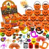 144 PCS Halloween Party Favors For Kids, 18 Pack Prefilled Halloween Pumpkins bucket with Toys Halloween Toys Bulk for Halloween Party School Classroom Prizes Rewards Trick or Treats Gifts