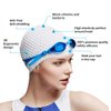 Tripsky Silicone Swim Cap,Comfortable Bathing Cap Ideal for Curly Short Medium Long Hair, Swimming Cap for Women and Men, Shower Caps Keep Hairstyle Unchanged (White)