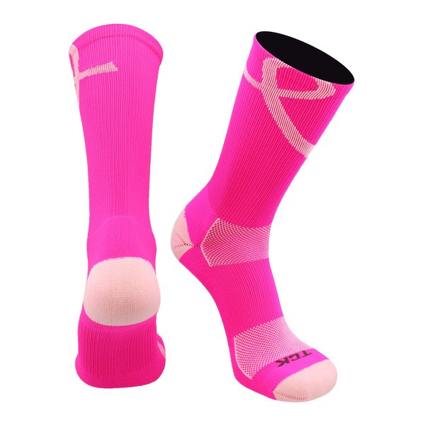 TCK Pink Ribbon Awareness Crew Socks (Hot Pink/Pink, Medium)
