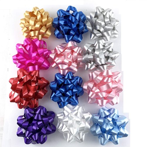 Worlds Assorted Mix Bright Confetti Bows,Gift Wrap Bows-Christmas Ribbon Gift Bows 4" Inch(12 Pack)