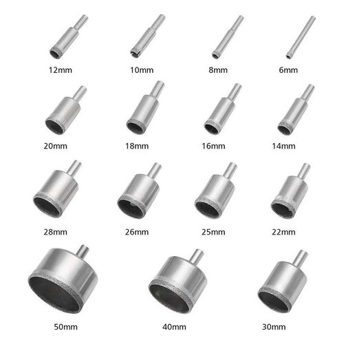 3 otters Diamond Drill Bit Set Hole, 15PCS Hole Saw Set for Glass, Marble, Granite Stone