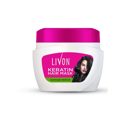 Livon Keratin Damage Repair Hair Mask | Repairs Damage and Controls Frizz | Infused with Keratin for Stronger, Smoother, and Shinier Hair | Creamy Texture - 15.2 Fl Oz