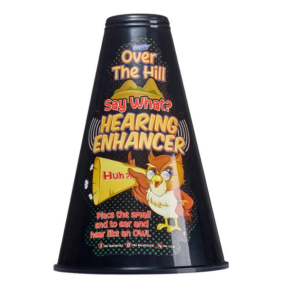 Gagster Over The Hill Say What? Ear Trumpet Hearing Enhancer - Hilarious Retirement Gag Gift - Funny Senior and Old People Birthday Prank - Old Fashioned Plastic Ear Horn for a Classic Practical Joke